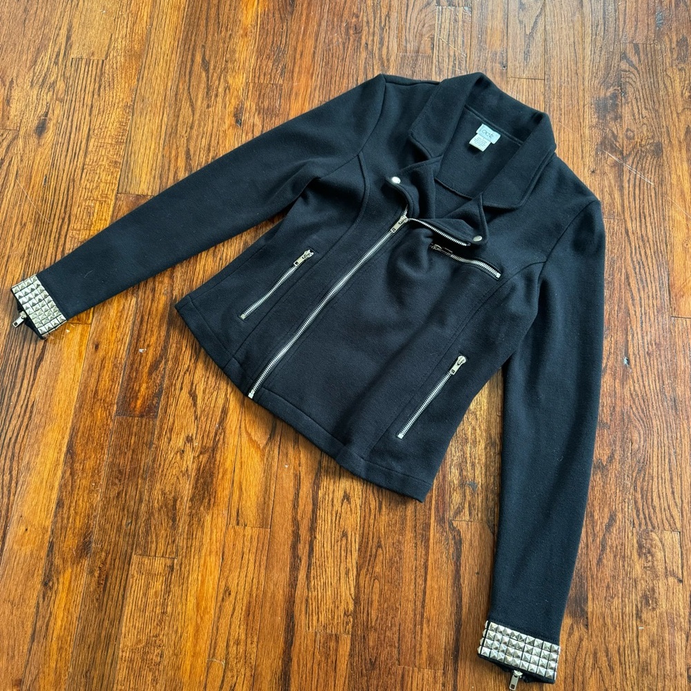 Vintage black cache moto style sweater